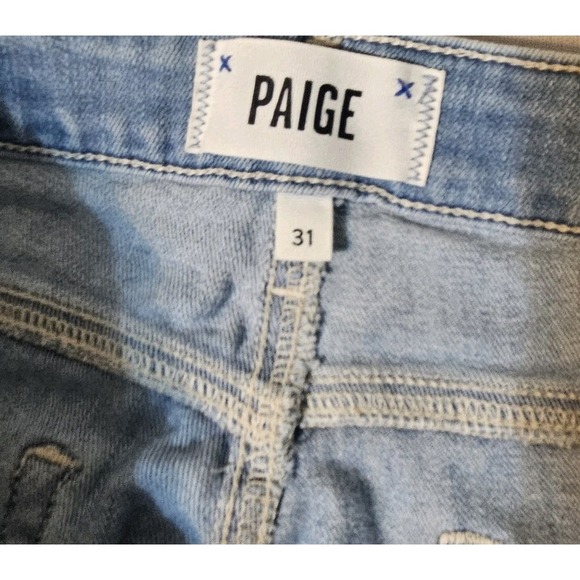 Paige Jeans Womens Size 31x31 Manhattan  Raw Hem Blue Denim Pants - Picture 5 of 11